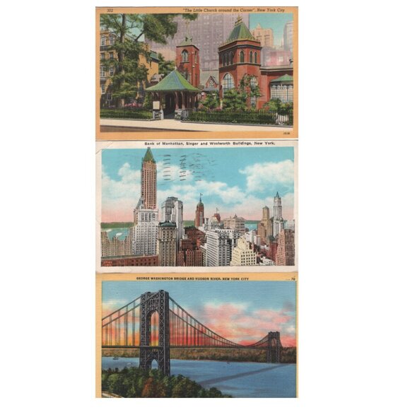 New York City 11 Vintage Postcards Color Places Scenes Attractions - Picture 3 of 7
